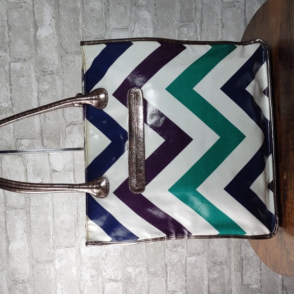 Brighton Chevron Pattern Coated Canvas Tote Bag w/Studs - Picture 5 of 16